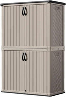 Devoko Outdoor Storage Cabinet 50 Cu Ft with Lockable Doors, Vertical Storage Shed Waterproof Patio Tools Storage Box for Sofa Cushions, Gardening Tools and Accessories (Beige) by GreenHaven Gardens