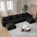 Modern Minimalist Chenille Modular Sectional Sofa, Oversized Deep-Seat U-Shaped Couch with Movable Ottoman, Thick Cushions, Upholstered Sofa for Living Room, Bedroom, Office, Apartment Black 2 Ottoman by CozyNest Decor