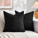Fancy Homi 2 Packs Black Decorative Throw Pillow Covers 16x16 Inch for Living Room Couch Bed Sofa, Rustic Farmhouse Boho Home Decor, Soft Corss Patchwork Corduroy Textured Square Cushion Case 40x40 cm by CozyNest Decor