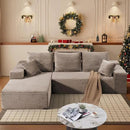 HYJT-H&K Modular Sectional Sofa Cloud Couch, 107" Comfy L Shaped Sectional Couches for Living Room, Deep Seat Memory Foam Plush Fluffy Corduroy Boneless Couch Sectionals Left Facing Sofa Chaise Brown by CozyNest Decor