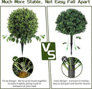28" Artificial Boxwood Ball Bush, UV Resistant Topiary Tree Faux Boxwood Ball Shaped Porch Bushes with Ground Spike Artificial Bushes for Outdoors Front Door Decor Home Garden (6, Green) by GreenHaven Gardens