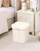 B FSOBEIIALEO Storage Ottoman Cube, Flowers Shaped Ottomans with Storage Foot Stool Footrest for Lving Room, Boucle Ottoman Seat for Dorm Room,Faux Teddy Fur, Cream White 12.6"x12.6"x12.6" by CozyNest Decor