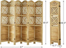 Room Divider with Shelves, 68.9inch Wood Carved and Louvered Wall Divider Freestanding, 6 Panels Folding Partition Screen for Bedroom Home Office (Natural) by CozyNest Decor