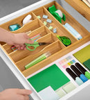 ROYAL CRAFT WOOD Luxury Bamboo Utensil Rack and Silverware Organizer, Kitchen Drawer Organizer - Utensil Holder and Cutlery Tray with Grooved Drawer Dividers for Flatware 7 Slot, Natural by CozyNest Decor