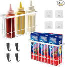 Magnetic Basket for Fridge, Magnetic Fridge Basket, Foil and Plastic Wrap Organizer with 4 hooks, Laundry Room Organization for Dryer Ball, Cling Film, Mail, Umbrella, White, 2 Pack by CozyNest Decor