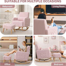 Rocking Chair with Ottoman, Upholstered Nursing Glider Rocker with High Backrest and Side Pocket, Comfy Reading Chair with Solid Wood Legs for Nursery/Living Room/Bedroom Pink by TinyTreasures Baby Boutique