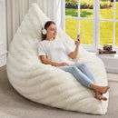 Hobestluk 3 in 1 Bean Bag Chair Giant Bean Bag Chairs for Adults with Ripple Cover Convertible Bean Bag Floor Cushion with Machine Washable Cover for Living Room (Ripple White) by CozyNest Decor