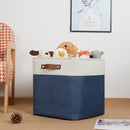 DULLEMELO Storage Baskets for Shelves Closet Storage,Large Home Organization Bins for Gifts Empty,Foldable Fabric Storage Cubes Baskets for Nursery Toy Towels Clothes Storage(White&Blue) by TinyTreasures Baby Boutique
