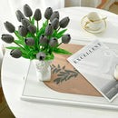 Mandy's Artificial Tulips 20 Stems Dark Grey PU Faux Flowers for Wedding Home Decor 13.5 Inch by CozyNest Decor