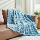 NEWCOSPLAY Super Soft Twin Blanket Blue Premium Silky Flannel Fleece 3D Clouds Stylish Jacquard Lightweight Bed Blanket All Season Use 350GSM (Blue, Twin(60"x80")) by CozyNest Decor