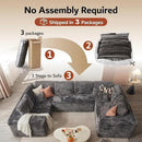 ovios Sectional Cloud Couch for Living Room, Modular Floor Sofa with Plush Corduroy, No Assembly Required, Big Comfy Couches Set with Fluffy Memory Foam, Stupendous U Shaped Sofas with Chaise, Black by CozyNest Decor