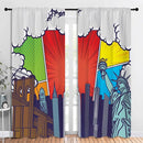 City Rod Pocket Blackout Curtains for Boy Girl Bedroom, Pop Art Style New York Cityscape Thermal Insulated Home Window Drapes for Living Room Darkening, 84x72 inch by TinyTreasures Baby Boutique