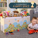 Extra Large Toy Storage Organizer with Lid - Sturdy, Collapsible Toy Chest Storage Box with Cute Design - Toys Bin with Dividers for Kids, Boys, Girls, Nursery, Bedroom, Play room 37"x16"x14" by CozyNest Decor