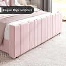 HOMBCK Pink Full Size Bed Frame Upholstered Bed with Velvet Tufted Headboard & Footboard, Mattress Foundation/Wooden Slats/Noise Free/No Box Spring Needed/Easy Assembly by CozyNest Decor