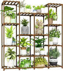 Bamworld Plant Stand Indoor Large Plant Shelf Tall Flower Stands 14 Pots Outdoor Plant Rack for Garden Balcony Patio Window Living Room Corner Wood by GreenHaven Gardens
