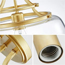 WUZUPS Chandelier Rustic Farmhouse Industrial Round Semi-flushmount Ceiling LED Light Fixture with Clear Glass Shades for Bathroom Kitchen Foyer Entryway, H 11.8" x W 13.4", E26 Base, Gold by CozyNest Decor