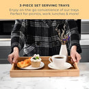 Prosumers Choice Wooden Tray - Light Brown Serving Trays with Handles - Nesting Design for Space Saving - Wooden Serving Tray for Food, Drinks, Snacks - Set of 3 by CozyNest Decor