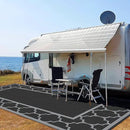 GENIMO 9' x 18' Outdoor Rug Waterproof for Patio, Foldable Reversible Plastic Straw Area Rugs Mat for Rv Decor, Outside Carpet for Camper, Deck, Picnic, Beach, Balcony, Porch, Black & Grey by GreenHaven Gardens