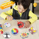 Weilim Paint Your Own Stepping Stones 5-Pack for Kids, Boys & Girls Ages 3-12, Butterfly, Turtle, Flower, Tree & Ladybug DIY Outdoor Garden Art & Craft Ceramic Painting Set by TinyTreasures Baby Boutique