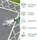 GENIMO 5 ' x 8 ' Outdoor Rug for Patio, Waterproof Indoor Outdoor Plastic Straw Rugs Carpet, Reversible Outside Area Mat for Camping, Balcony Porch, Deck, Picnic, Beach Grey & Beige White by CozyNest Decor