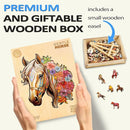 Wooden Puzzles for Adults, Wood Horse Puzzle, Unique Gifts for Men Women, Adult Puzzles (S-8.5 * 8.1in 100pcs) by TinyTreasures Baby Boutique