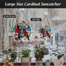 AUFURI Large Size Cardinal Suncatcher - 8.6 inch Stained Glass Window Hanging - Pairs of Red Cardinal Birds - Cardinal Gifts for Women, Hand Painted Glass Cardinal for Birds Lover, Window (8.6inch) by GreenHaven Gardens