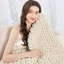 Admitrack Chunky Knit Blanket Throw, 100% Hand Knit Chenille Throw Blanket for Sofa & Home Decor, Soft and Cozy Knitted Throw Blankets (Ivory, 60""x80""), XNR09 by CozyNest Decor