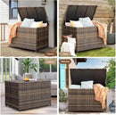 178 Gallon Outdoor Storage Box, Handle Large Portable Wicker Rattan Deck Box for Patio Furniture Cushions, Patio Deck Box with 2 WheelsThrow Pillows, Garden Tools and Pool Floats (Brown) by CozyNest Decor