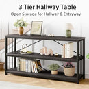 LVB 3-Tier Rustic Console Table, Extra Long Entryway Table with Storage, Industrial Skinny Wood Metal Sofa Table with Shelf, Modern Narrow Hallway Table for Foyer Living Room Bedroom, Dark Gray, 70 In by CozyNest Decor