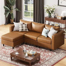 91.5" Faux Leather Modular Sectional Sofa, L Shaped Couch Set for Living Room, 3-Seater Comfy Cloud Couches with Movable Storage Ottoman,DIY Combination - Brown by CozyNest Decor