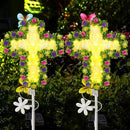YJFWAL 1 Pack Solar Flowers Cross Garden Stake Lights, Yard Solar Lights Cemetery Decorations For Grave Outdoor Light Jesus Cross Sympathy Memorial Gift For Grandma, Garden Lawn Patio Pathway Deco by GreenHaven Gardens