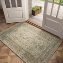 Washable 3x5 Entryway Rug Indoor, Boho Non-Slip Silicone Backing Small Rugs for Kitchen Nursery Office Bedroom, 0.3" Neutral Oriental Throw Carpet with 0.16" Cushioning Pad, Light Brown/Multi by TinyTreasures Baby Boutique