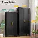 Metal Pantry Cabinet with 2 Doors and 5 Adjustable Shelves, 75" Kitchen Storage cabinets with Gold Handles, Versatile Storage for Laundry Room, Living Room, Bathroom, Dinning Room, Utility Room-Black by CozyNest Decor