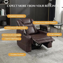 CANMOV Electric Power Recliner Chair Set of 2, Breathable Leather Home Theater Seating with Hidden Arm Storage, Power Recliner Chair for Living Room with USB Ports and Cup Holders,Red Brown by CozyNest Decor
