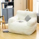 Bean Bag Chair for Adults - Faux Fur, Fluffy and Comfy with Filler, Big Sofa for Reading, Gaming (Beige, Oversize) by CozyNest Decor