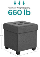 SONGMICS 15 Inches Cube Storage Ottoman, Bedroom Bench with Storage, Foot Stool with Feet, Holds Up to 660 lb, Dark Gray ULSF14GYZ by CozyNest Decor