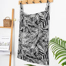 Linen Hanging Laundry Bag, 100% Linen Leaf Print Over The Door Laundry Hamper with Buttons and Zipper, Space Saving Door Hampers for Laundry Dirty Clothes Home Travel, Black, 19.7x27.5inches by CozyNest Decor