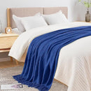 inhand Knit Klein Blue Throw Blanket for Couch, Soft Living Room Home Decor Knitted Twin Size Blanket, Outdoor Lightweight Breathable Summer Blanket, Farmhouse Warm Woven Decorative, 60"x80" by CozyNest Decor