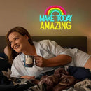 Make Today Amazing Neon Sign Wall Decor Dimmable Rainbow Neon Light USB Powered Motivational Word Led Light Sign for Bedroom Classroom Cafe Bar Birthday Party Wedding by CozyNest Decor