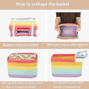 3-Pack Rainbow Storage Baskets 14.5X9.5X9.3“ – Woven Toy Organizer Bins for Kids, Baby Room, Nursery, and Classroom – Cute Square Rope Baskets for Shelves and Organization Rainbow by CozyNest Decor