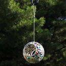 Sunnydaze 6-Inch Glass Mosaic Hanging Bird Feeder for Outdoors - Fly-Through Wild Bird Feeder - Rainbow Daisies by GreenHaven Gardens