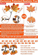 Timer & Thicker Leaves - 2 Pack Fall Garland with Lights Fall Hallowen Decorations Indoor Total 80 Leaves 40LED 13Ft Battery Operated Halloween Garland Thanksgiving Decor Home Indoor Outdoor Christmas by CozyNest Decor