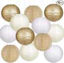 Paper Lanterns Gold White Round Hanging Chinese Lanterns for Wedding Birthday Party Boho Baby Shower Decorations Pack of 12 by CozyNest Decor