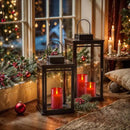 Homemory Red Glass Flameless Candles, Battery Operated LED Pillar Candles with Remote Control and Timer, Radiance Candles, Real Wax, Set of 3,D3 xH4 5" 6" by CozyNest Decor