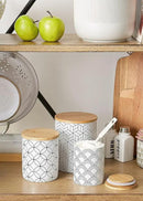 DII Kitchen Ceramics Collection, Canister Set, Mixed Print, White/Black, 3 Piece by CozyNest Decor