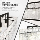 IKK Modern Rectangle Black Crystal Chandeliers for Dining Room, 42" Large Rectangular Water Ripple Glass Island Light Fixture, Linear Farmhouse Lighting for Kitchen Island, Living Room, L42xW11xH12 by CozyNest Decor