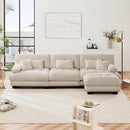 L Shaped Couch Sectional Couch, 3-Seater Cloud Couch Sectional Oversized Couch, Sofa Bed Couch with Round Bolster Armrests 5 Pillows, Modular Couch Home Sofa Living Room Couch by CozyNest Decor