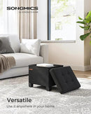 SONGMICS Storage Ottoman, Small Ottoman Foot Rest with Legs, 12.6 x 15.8 x 13.2 Inches Foot Stool, Load up to 660 lb, for Living Room, Bedroom, Dorm, Ink Black ULSF012B01 by CozyNest Decor