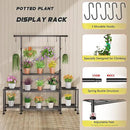 GIOTORENT 3-Tier Tall Metal Plant Stand Indoor Outdoor - Heavy Duty Plant Shelf for Garden, Patio, Balcony with 5 Hanging Hooks, Holds 16-25 Plants, Black by GreenHaven Gardens