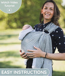 Baby Sling Carrier – Breathable 100% Cotton Wrap for Infant Support, Ring Sling Baby Carrier – Adjustable Muslin Fabric, Baby Carrier Newborn to Toddler – Soft Chest Hold for Travel Dark Grey by TinyTreasures Baby Boutique